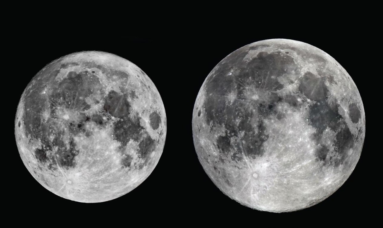 가장 커 보이는 달과 작아 보이는 달 비교 사진. 출처=한국천문연구원